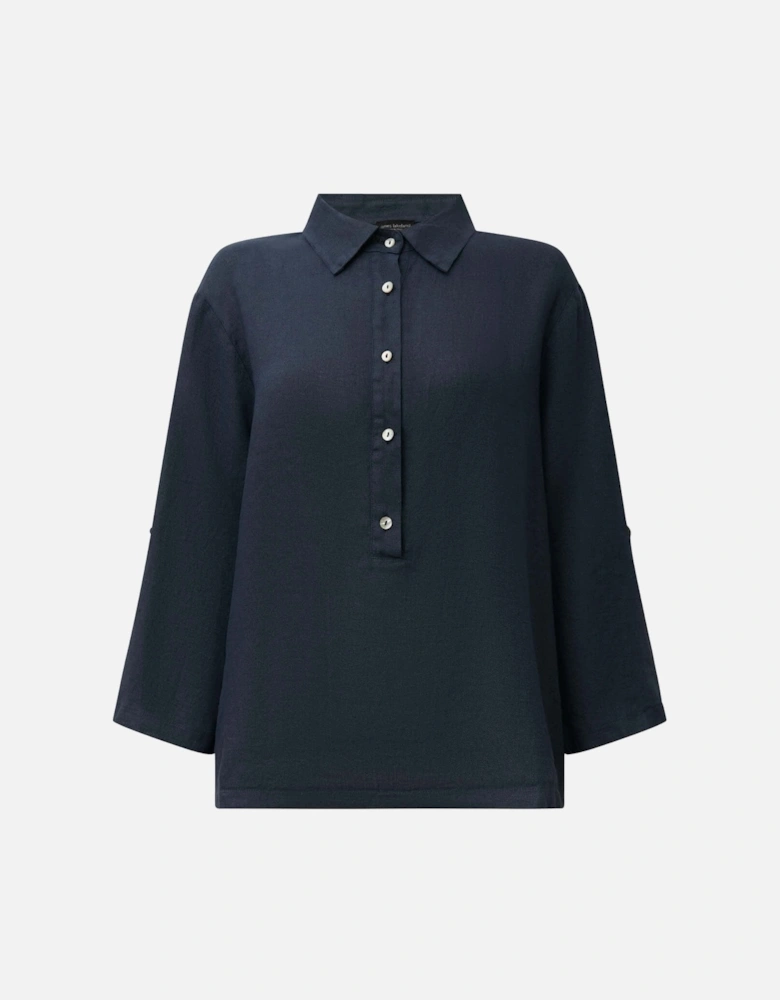 Navy Linen Blouse