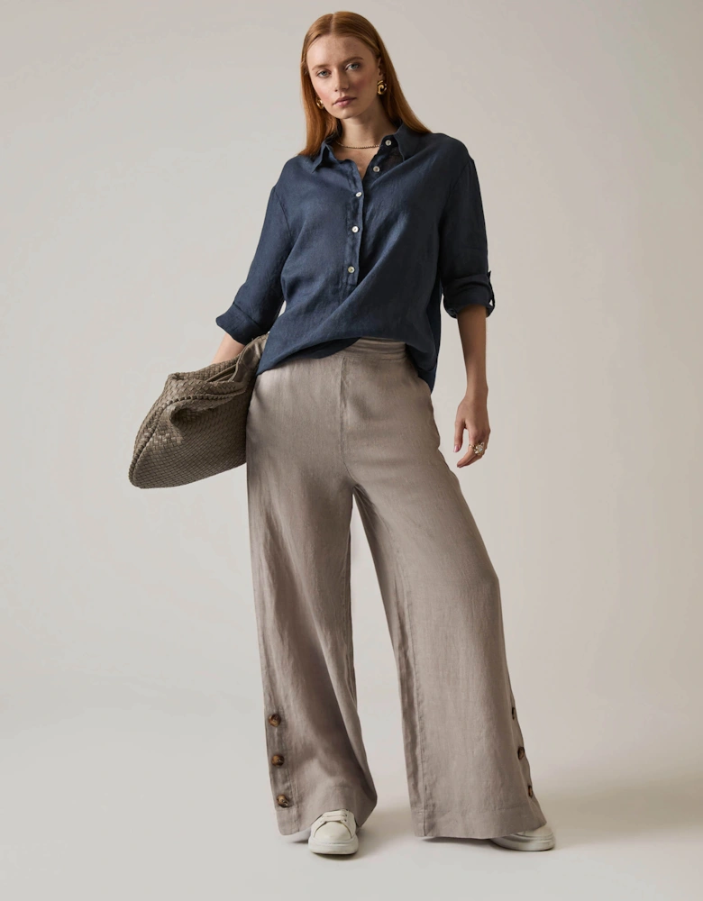 Navy Linen Blouse