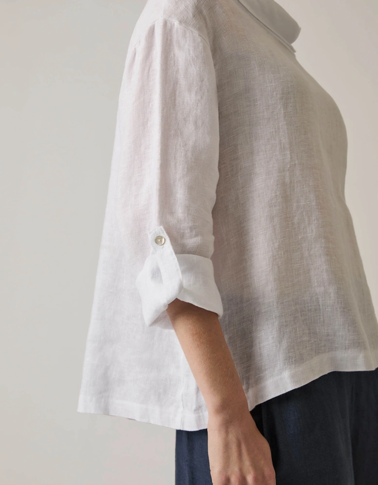 Cowl Neck Linen White Top