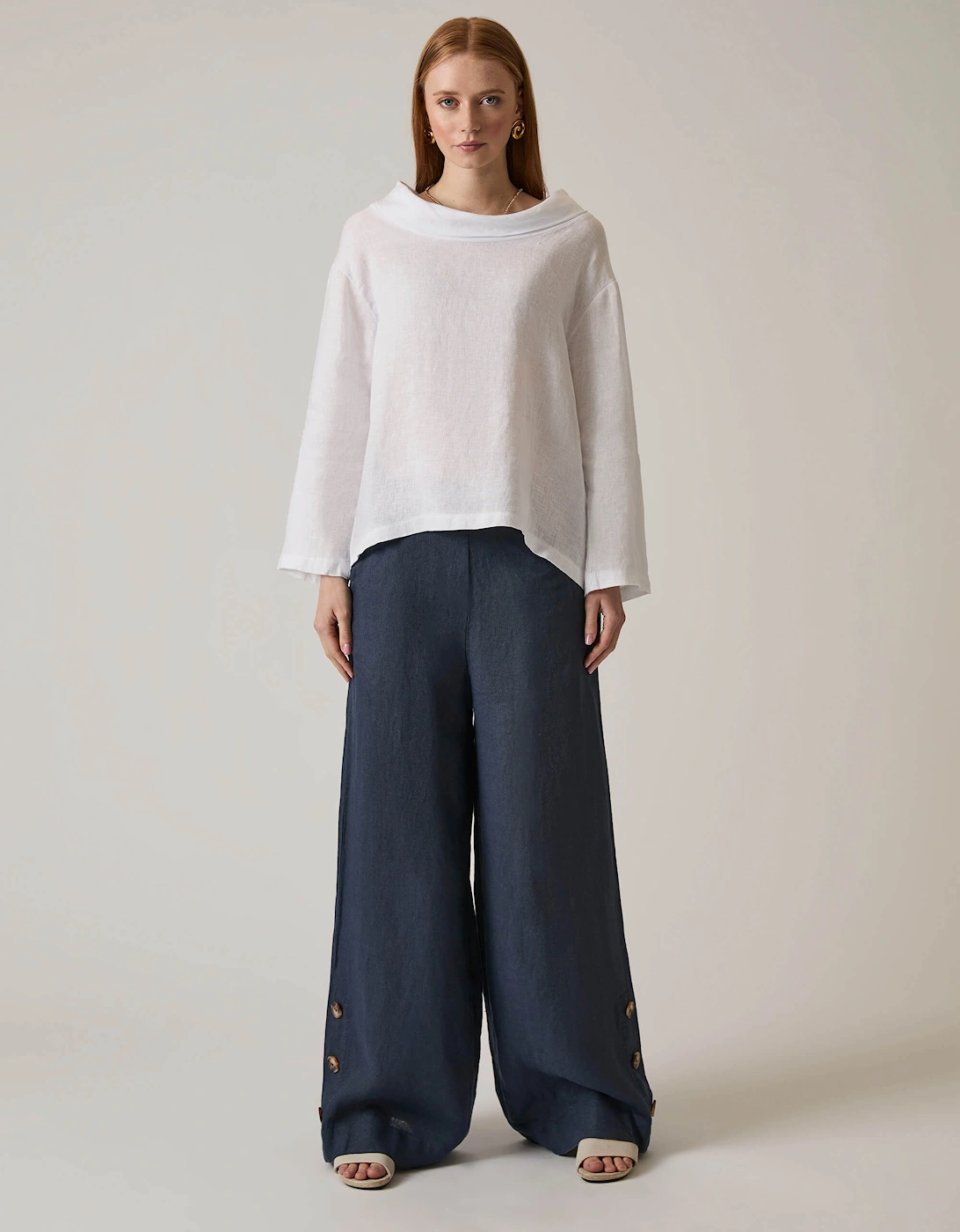 Cowl Neck Linen White Top, 9 of 8