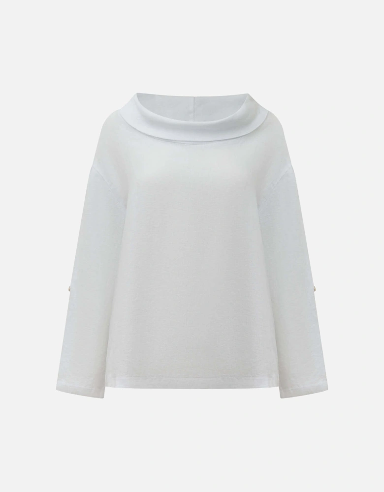 Cowl Neck Linen White Top