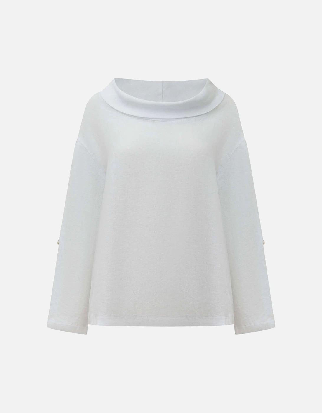 Cowl Neck Linen White Top