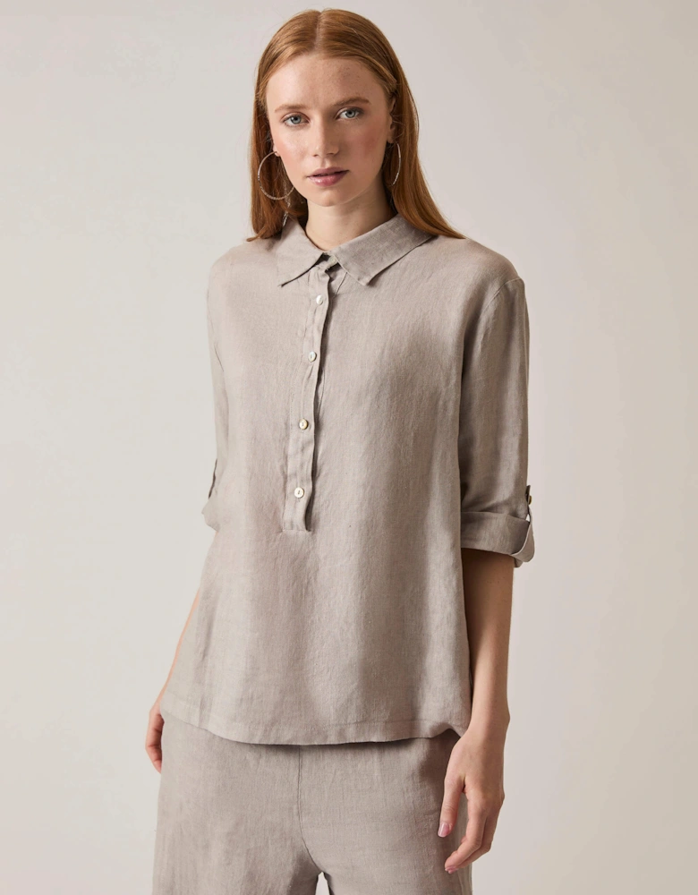 Taupe Linen Blouse