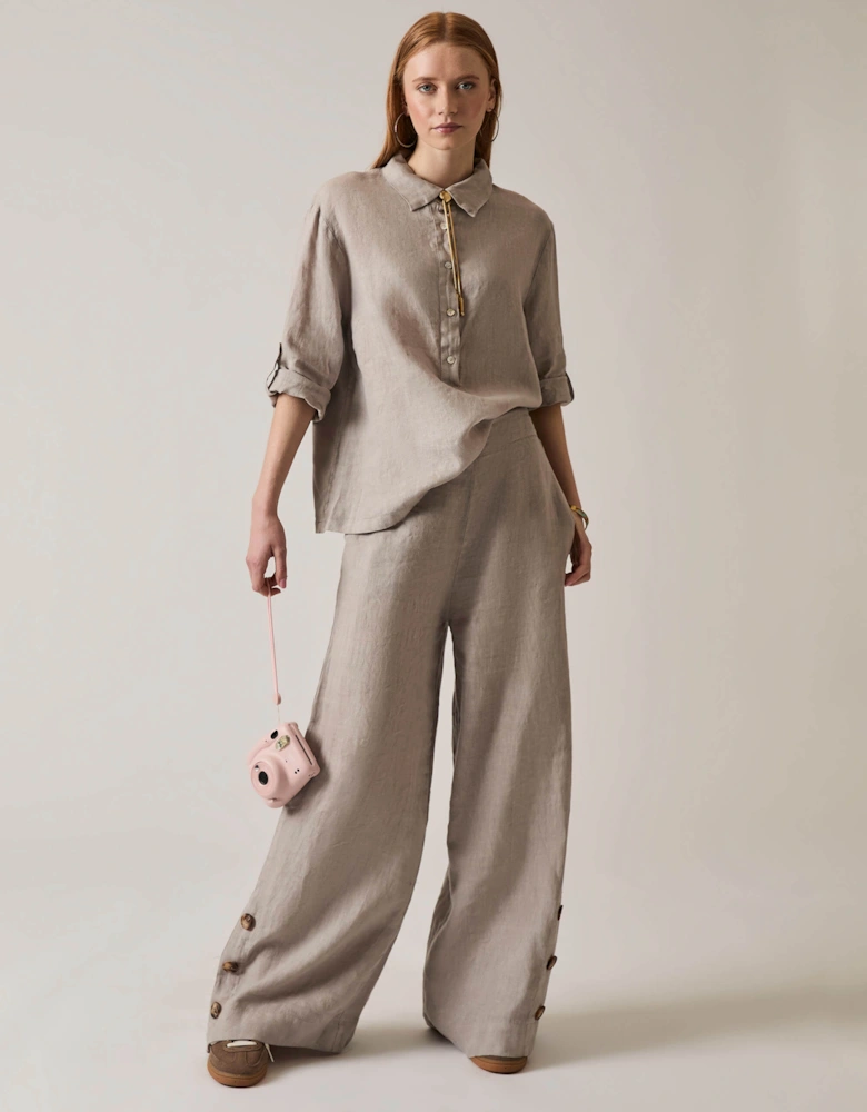 Taupe Linen Blouse