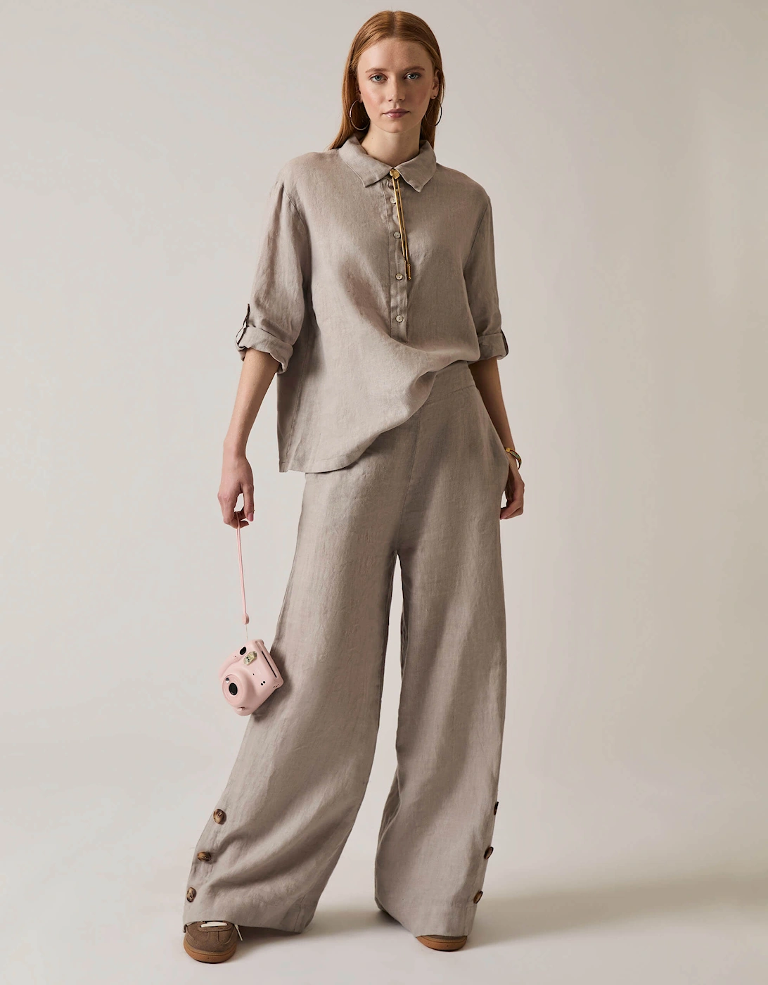 Taupe Linen Blouse