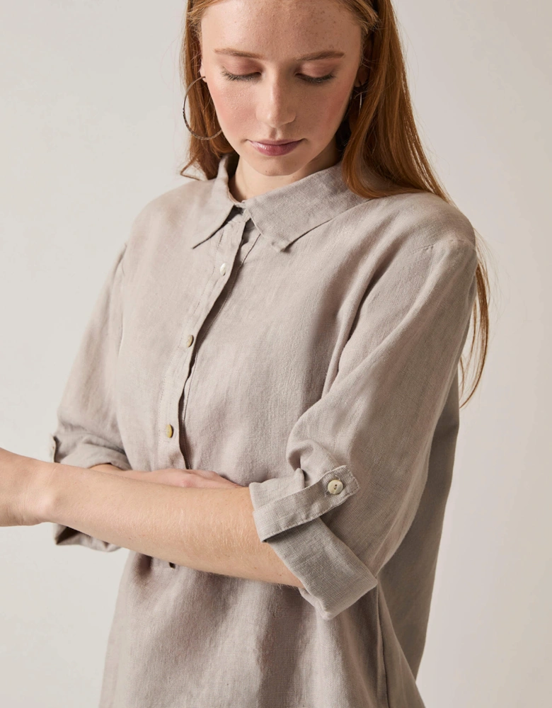 Taupe Linen Blouse