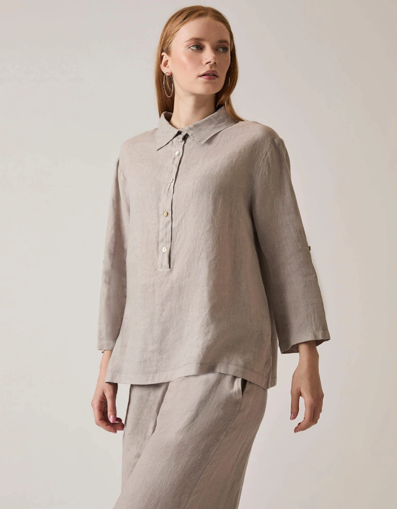 Taupe Linen Blouse