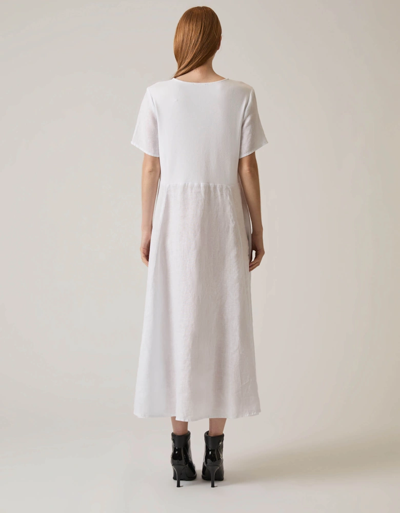 Linen White Pocket Midi Dress