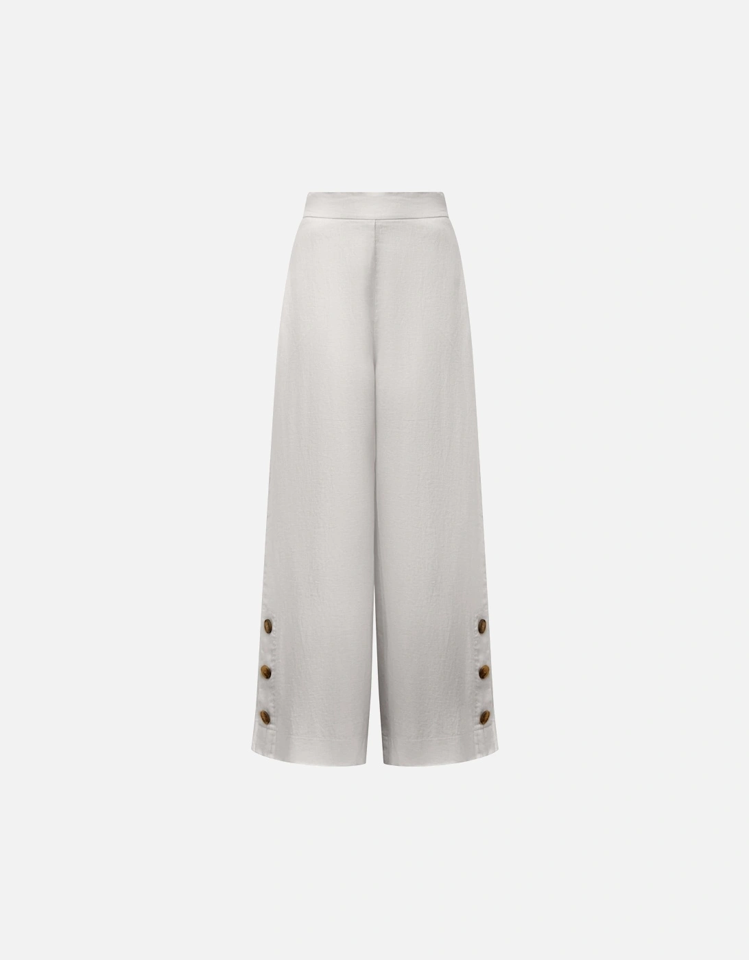 White Linen Button Trousers