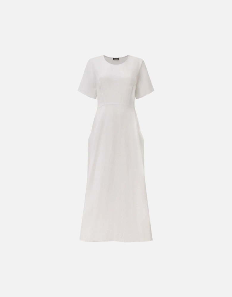 Linen White Pocket Midi Dress