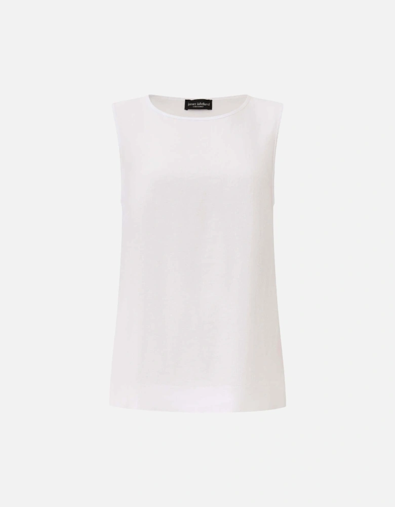 White Linen Button Top