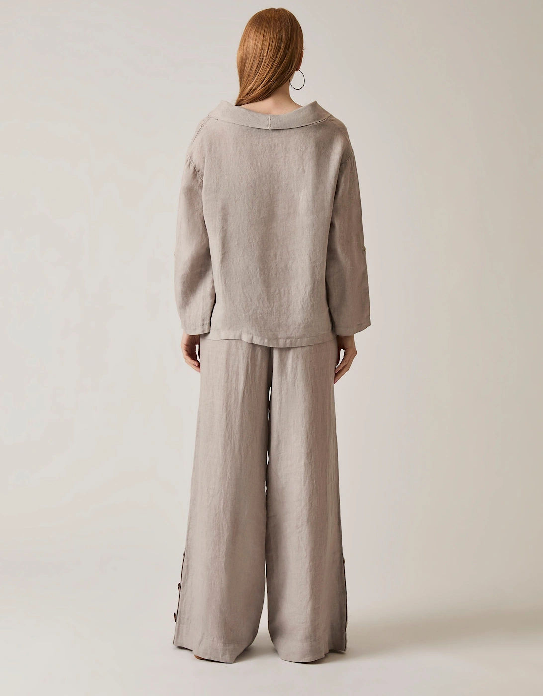 Cowl Neck Linen Taupe Top