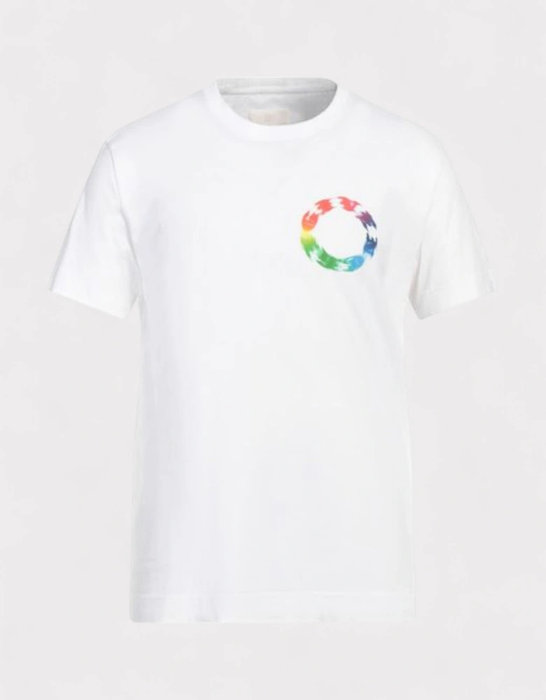 Slim Fit T-Shirt Circle Multi White
