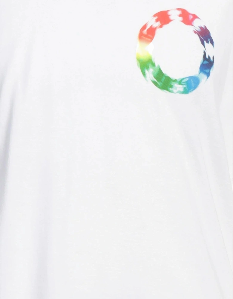 Slim Fit T-Shirt Circle Multi White