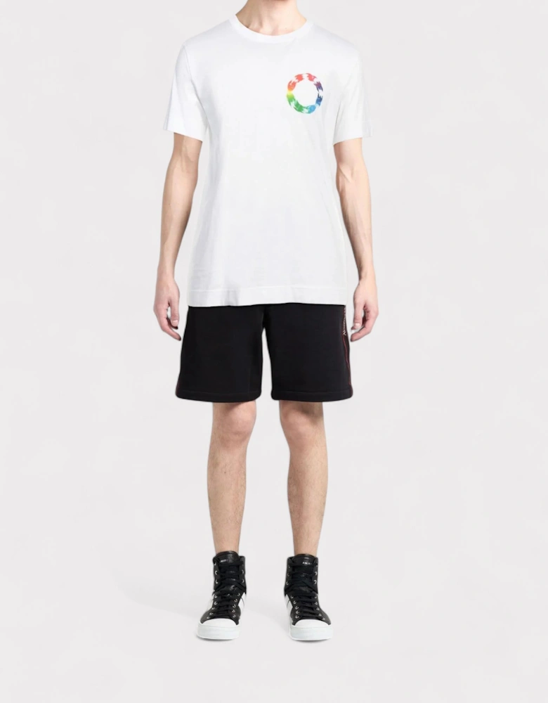 Slim Fit T-Shirt Circle Multi White