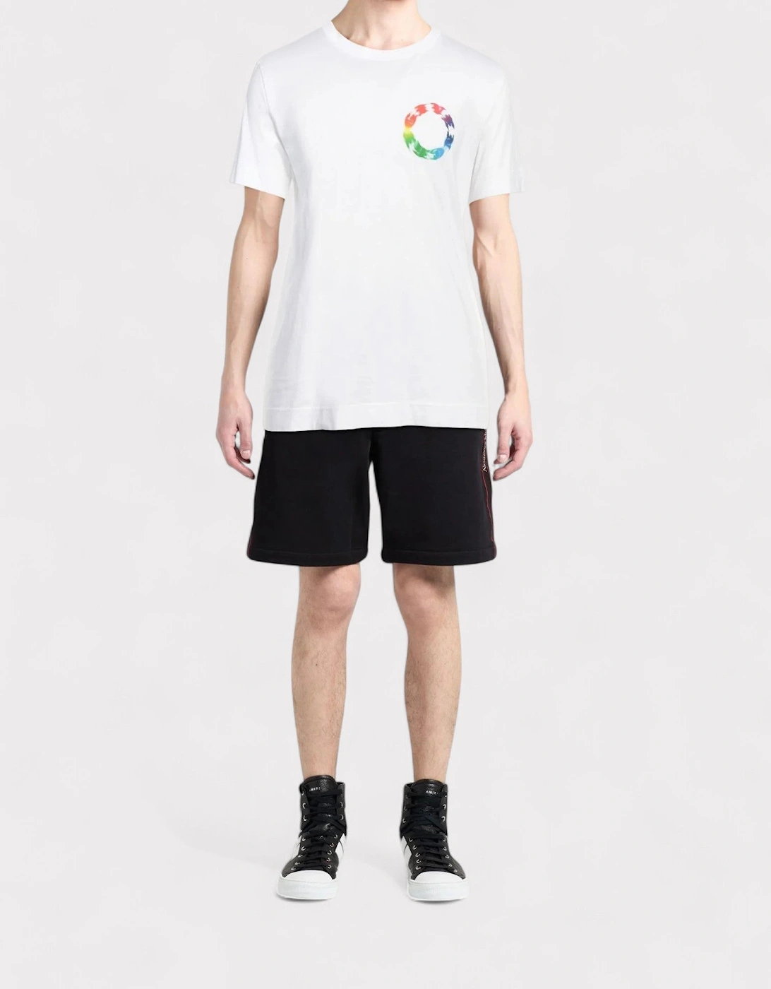 Slim Fit T-Shirt Circle Multi White