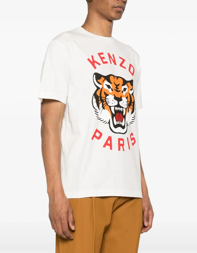Lucky Tiger Printed T-Shirt in White