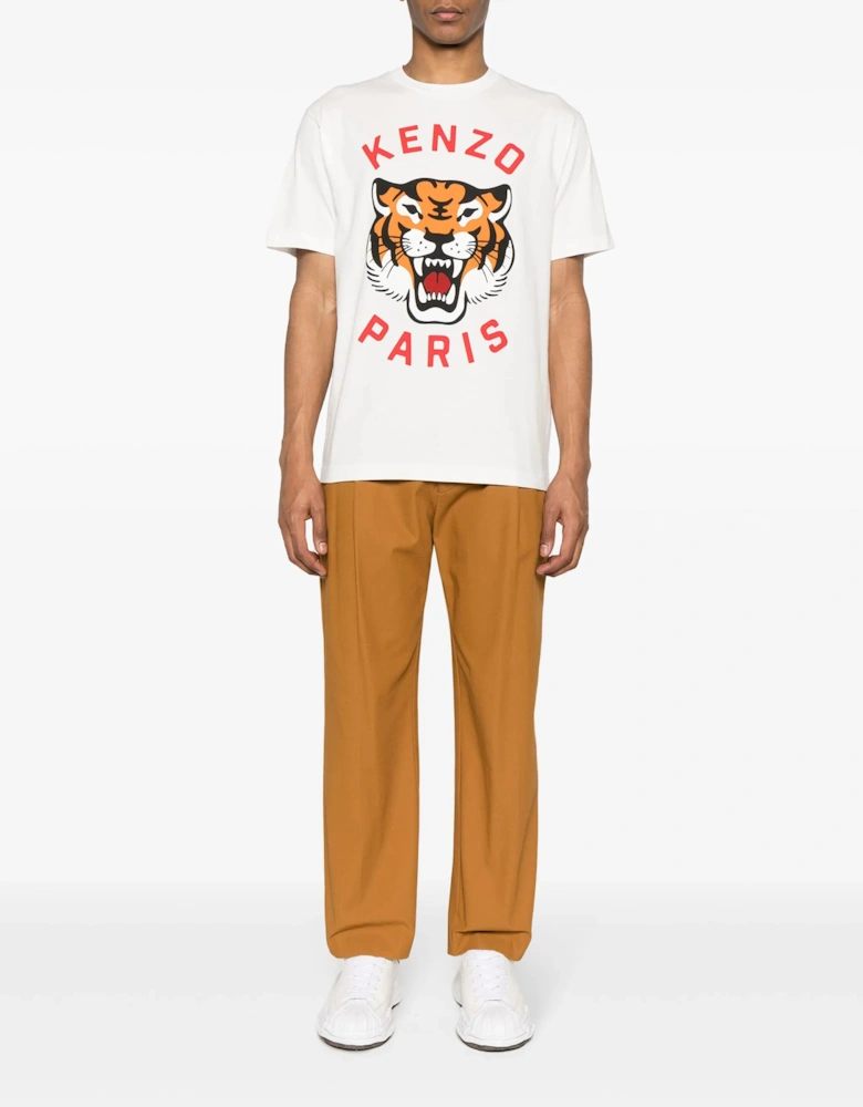 Lucky Tiger Printed T-Shirt in White