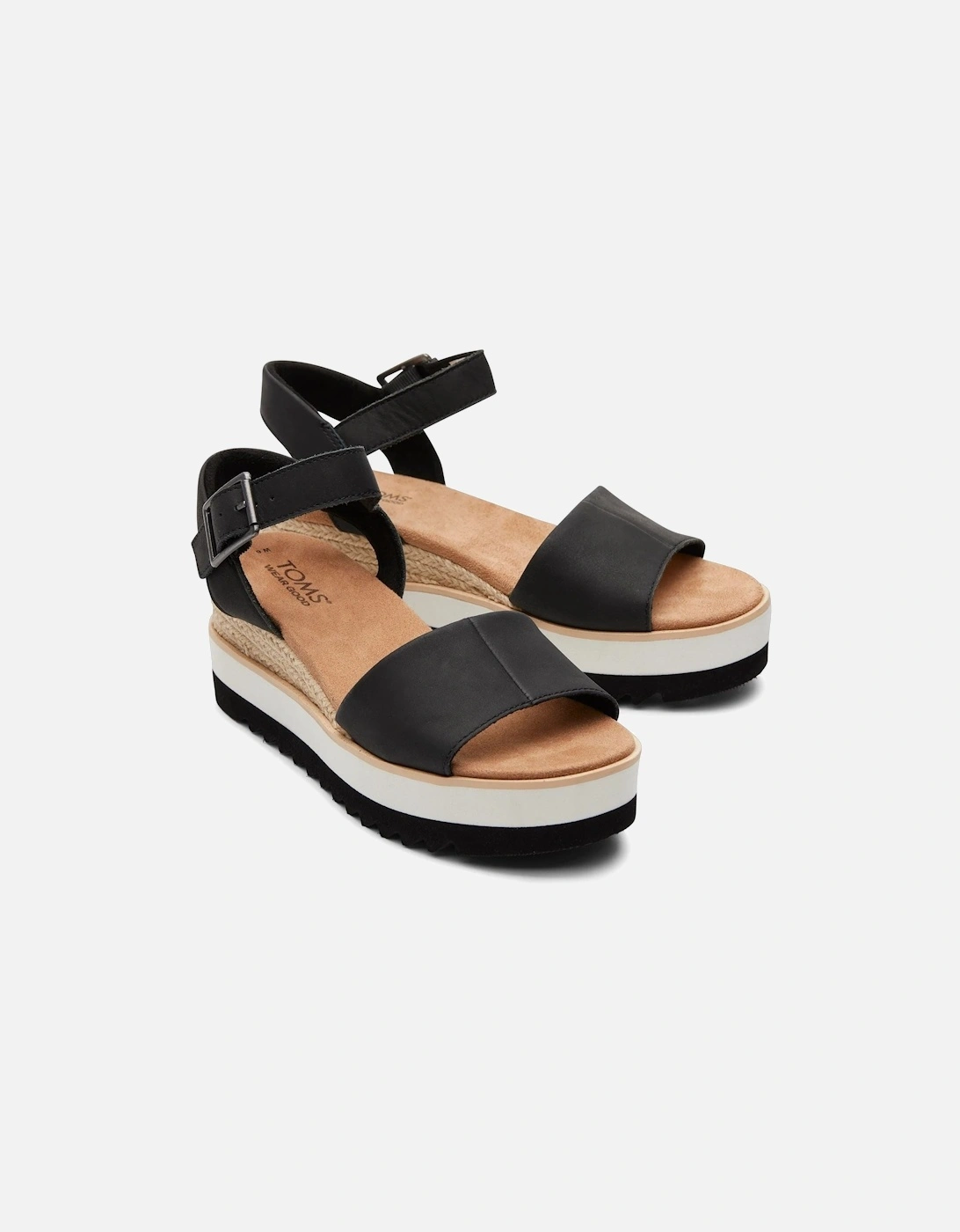 Diana Leather Women's Black Sandal Wedges, 6 of 5