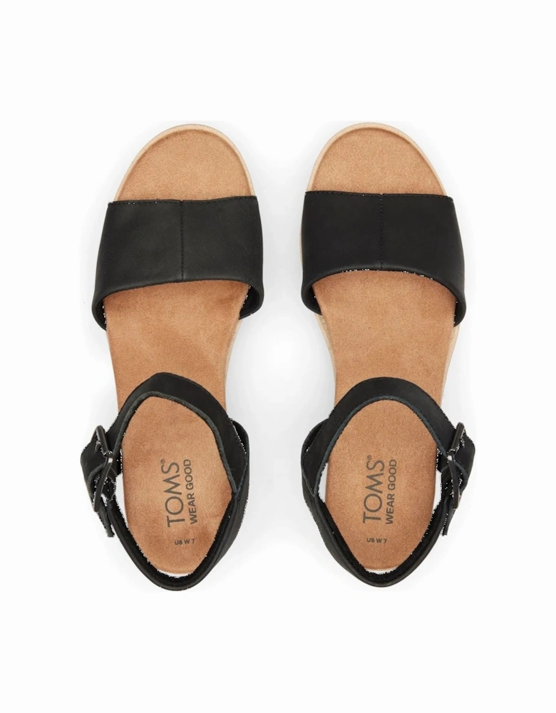 Diana Leather Women's Black Sandal Wedges