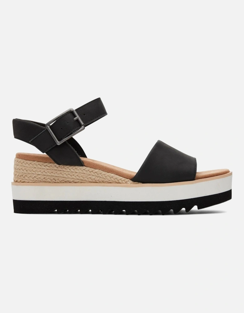 Diana Leather Women's Black Sandal Wedges