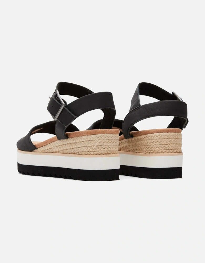 Diana Leather Women's Black Sandal Wedges