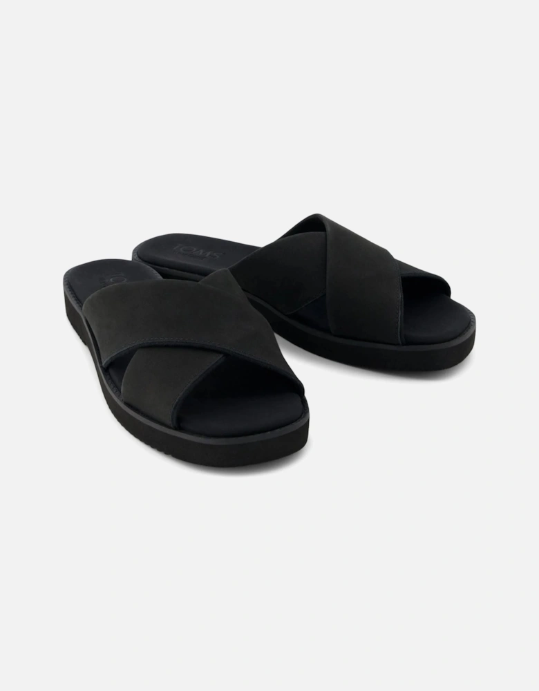 Mae Crossover Leather Women's Black Sandals