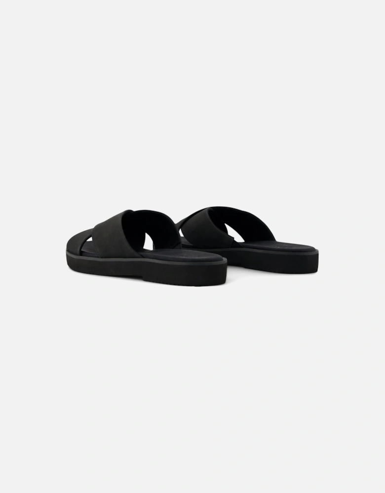 Mae Crossover Leather Women's Black Sandals