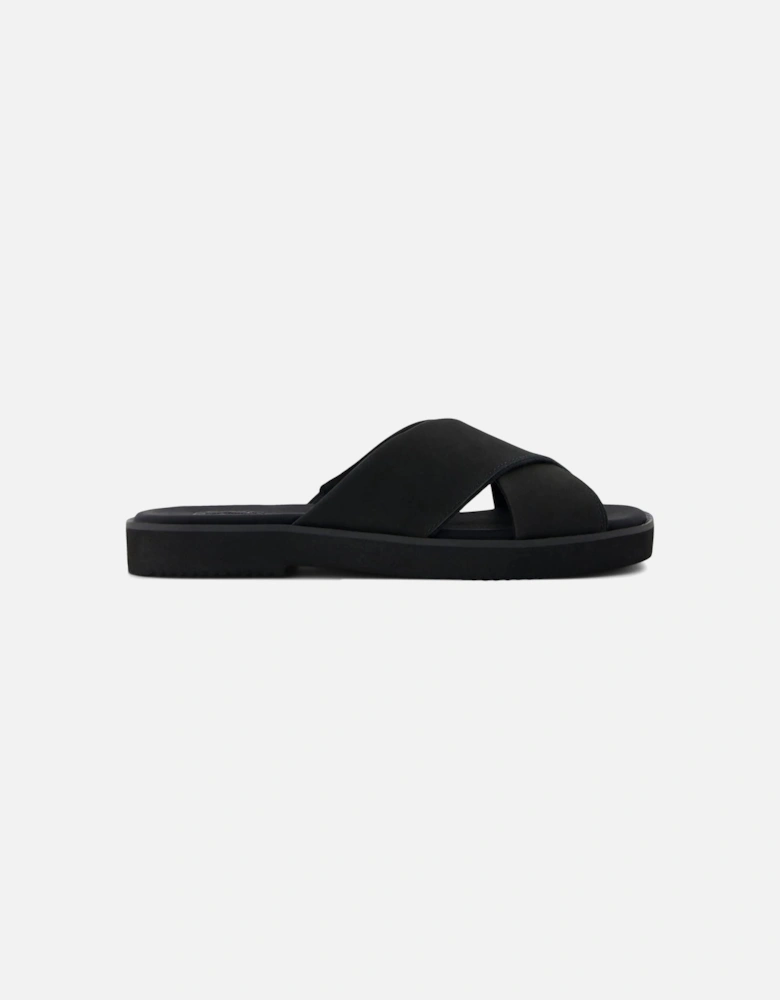 Mae Crossover Leather Women's Black Sandals