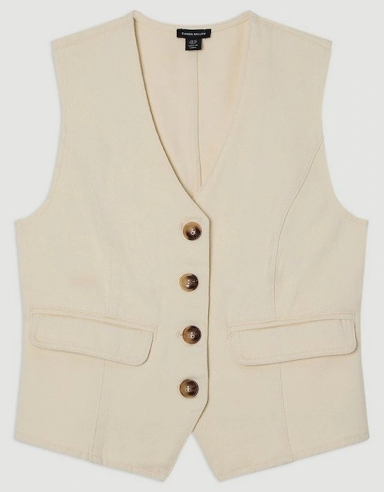 Denim Button Through Waistcoat