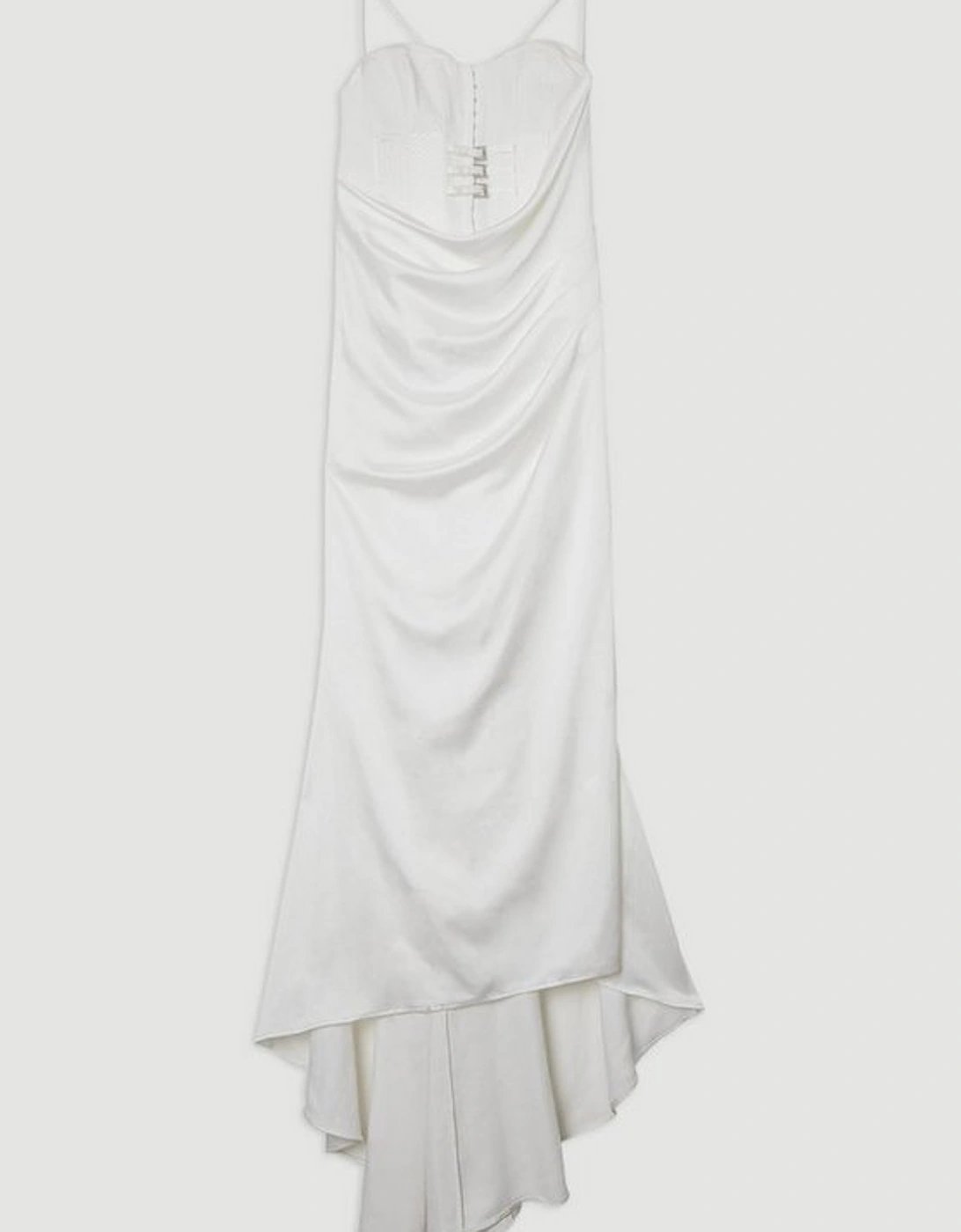 Archive Collection - Tailored Satin Drape Corset Fishtail Maxi Dress