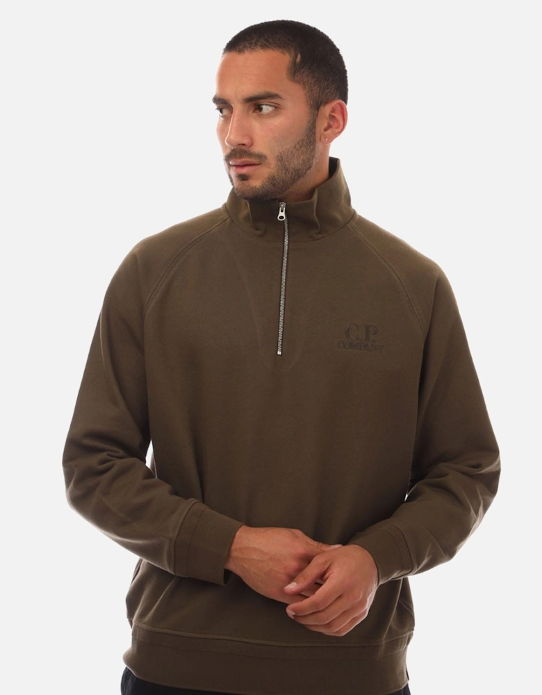 Diagonal Raised Fleece Half-Zip Logo Sweatshirt