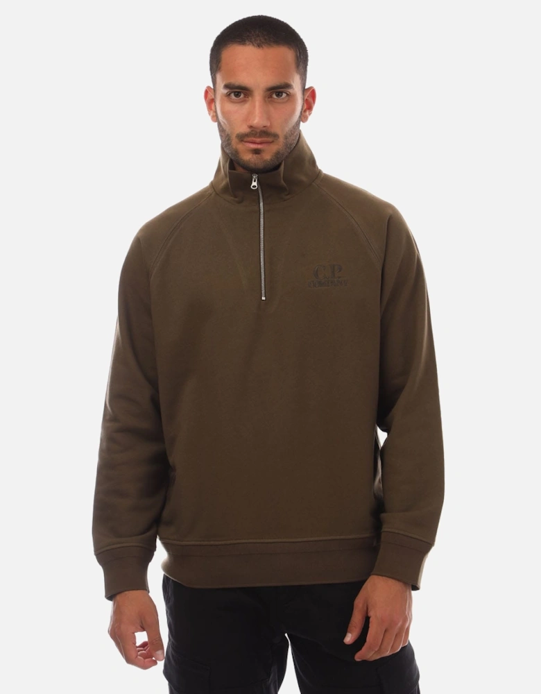 Diagonal Raised Fleece Half-Zip Logo Sweatshirt