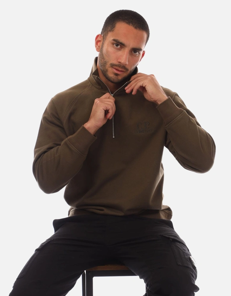 Diagonal Raised Fleece Half-Zip Logo Sweatshirt