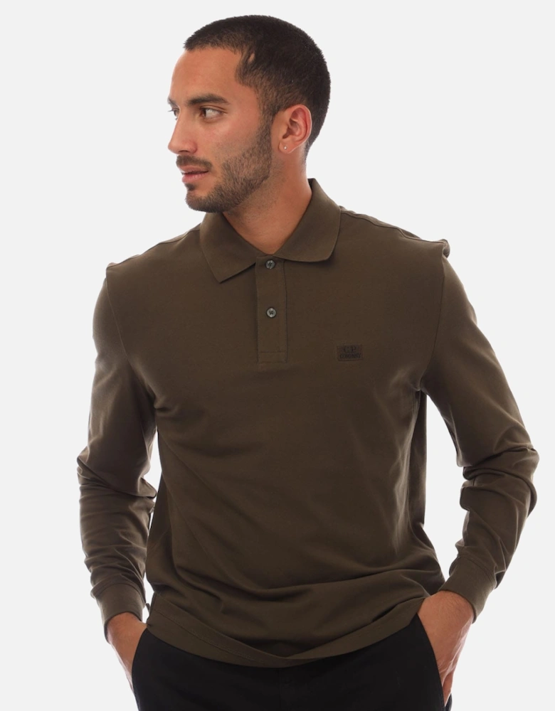Stretch Piquet Long Sleeve Polo Shirt