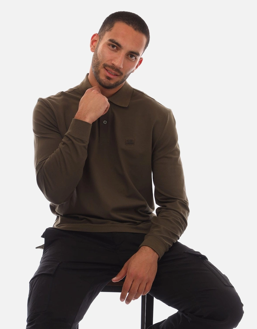 Stretch Piquet Long Sleeve Polo Shirt