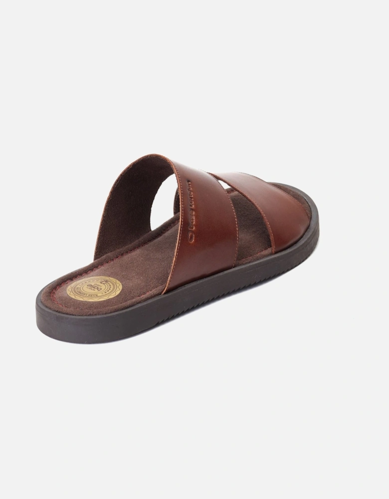 London Maven Leather Men's Burnt Brown Sandals