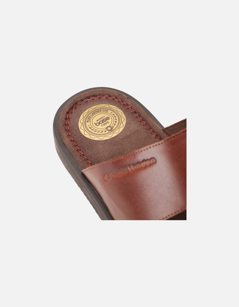 London Maven Leather Men's Burnt Brown Sandals