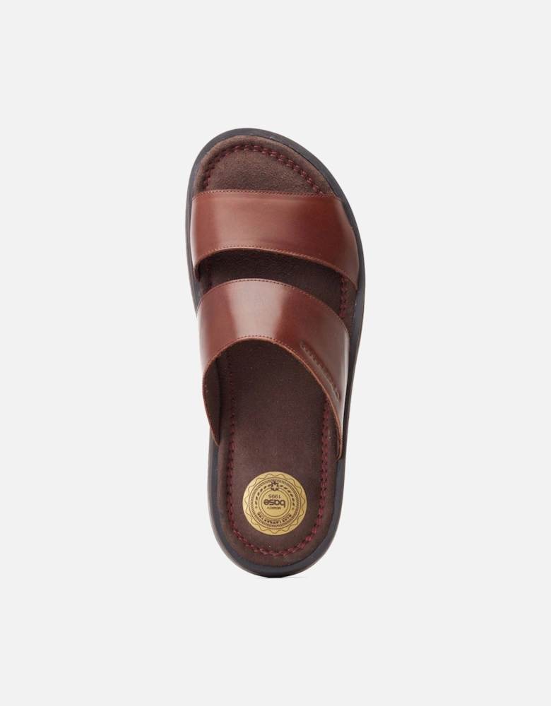 London Maven Leather Men's Burnt Brown Sandals