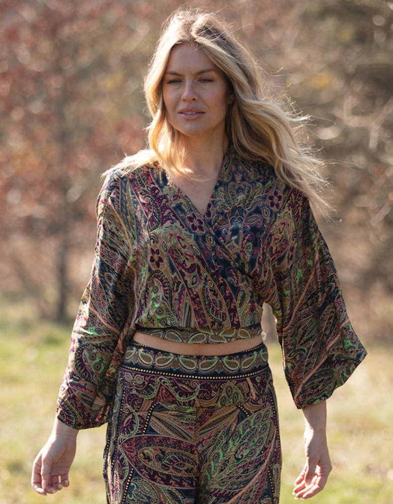 Cross over tie top in mosaic gold