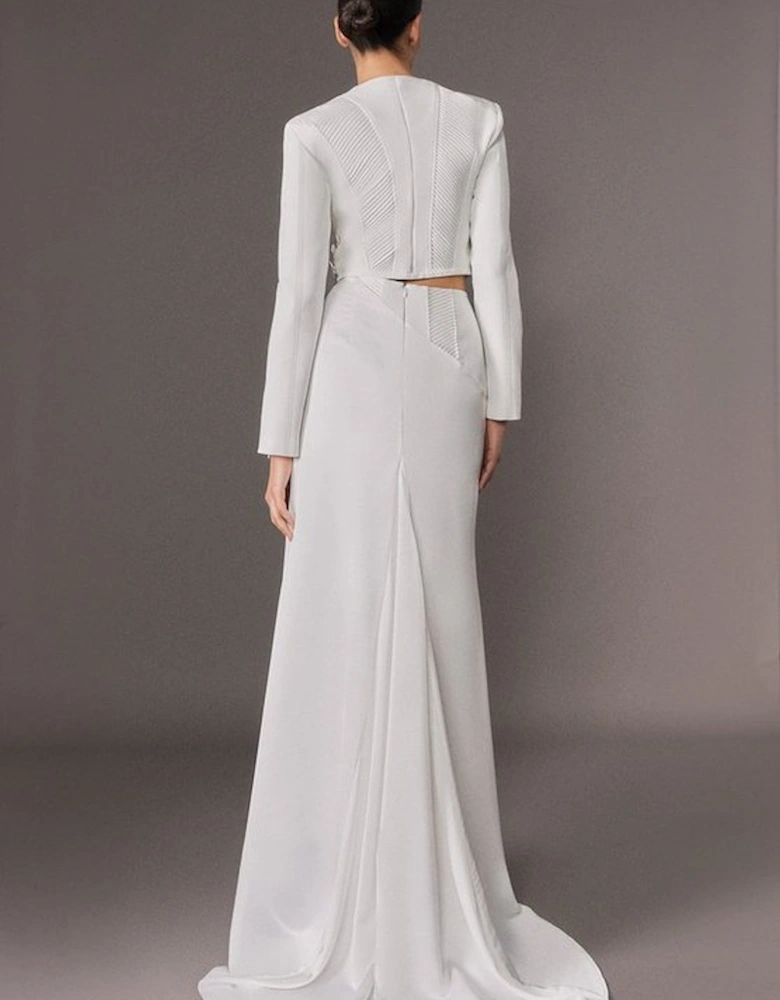 Archive Collection - Tailored Satin Drape Corset Detail Fishtail Maxi Skirt