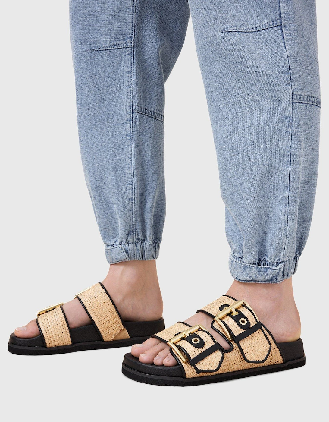 Sian Raffia Sandals - Light Brown