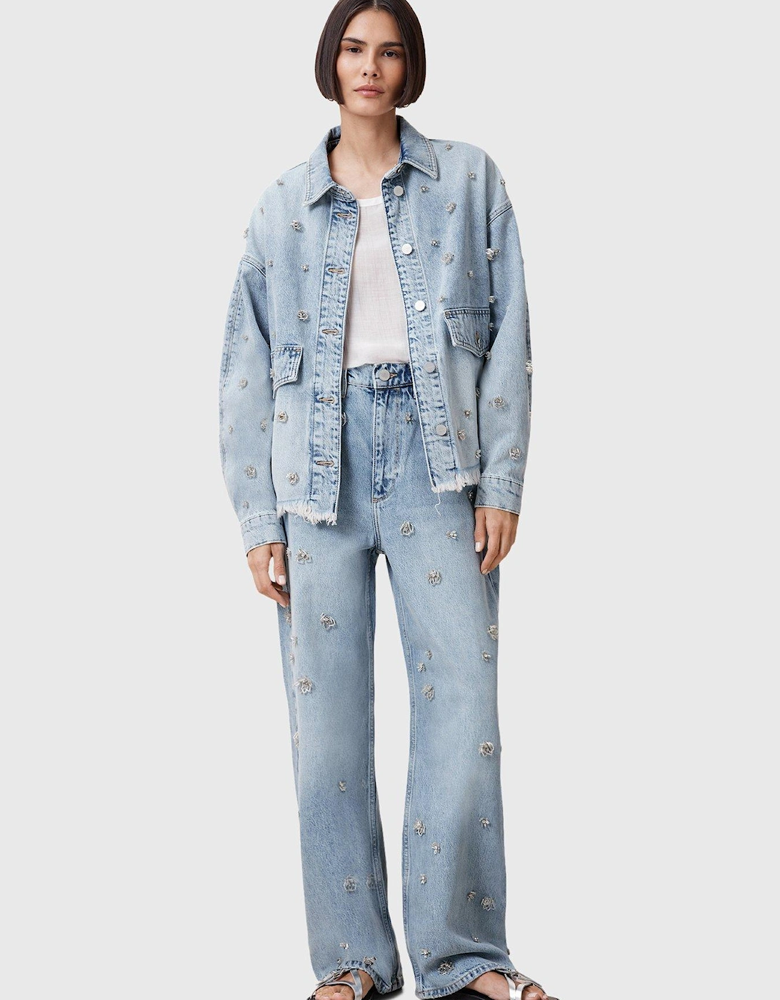 Hettie Embellished Shacket - Blue