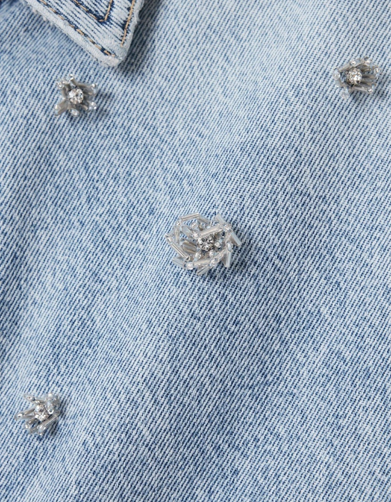 Hettie Embellished Shacket - Blue