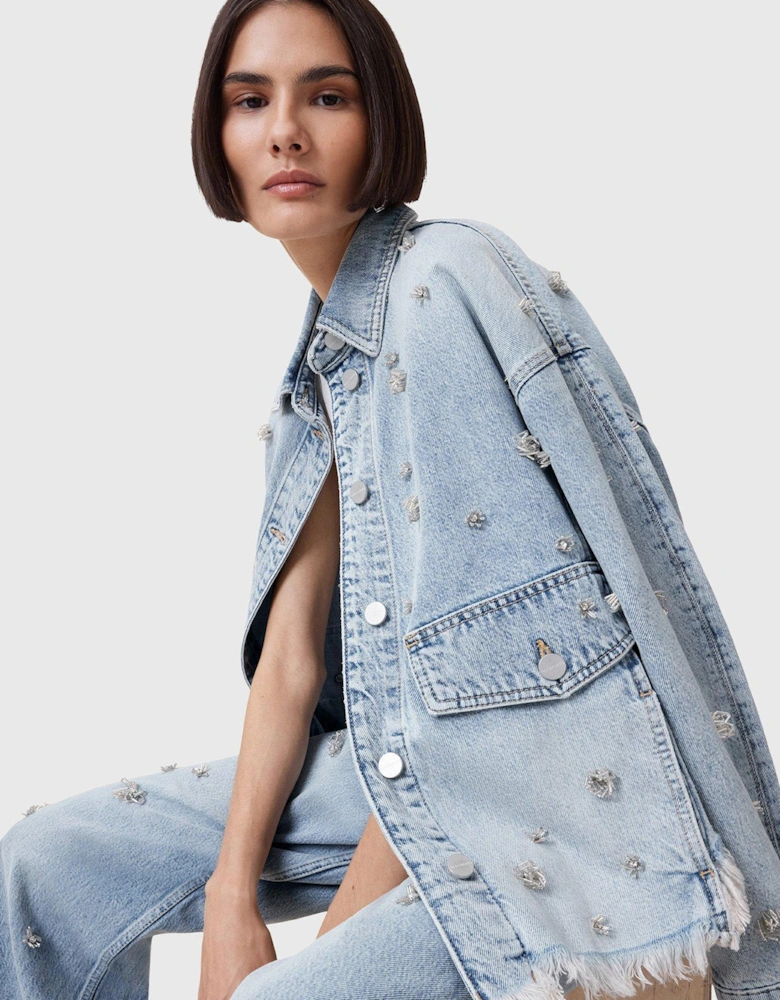 Hettie Embellished Shacket - Blue