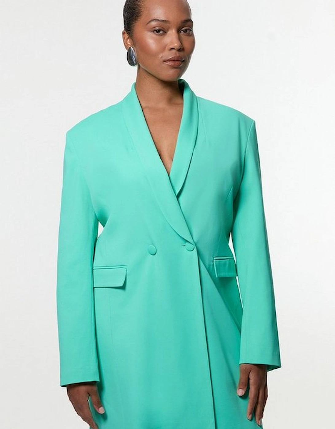 Plus Size Polished Tailored Double Breasted Sinch Detail Blazer Mini Dress, 4 of 3