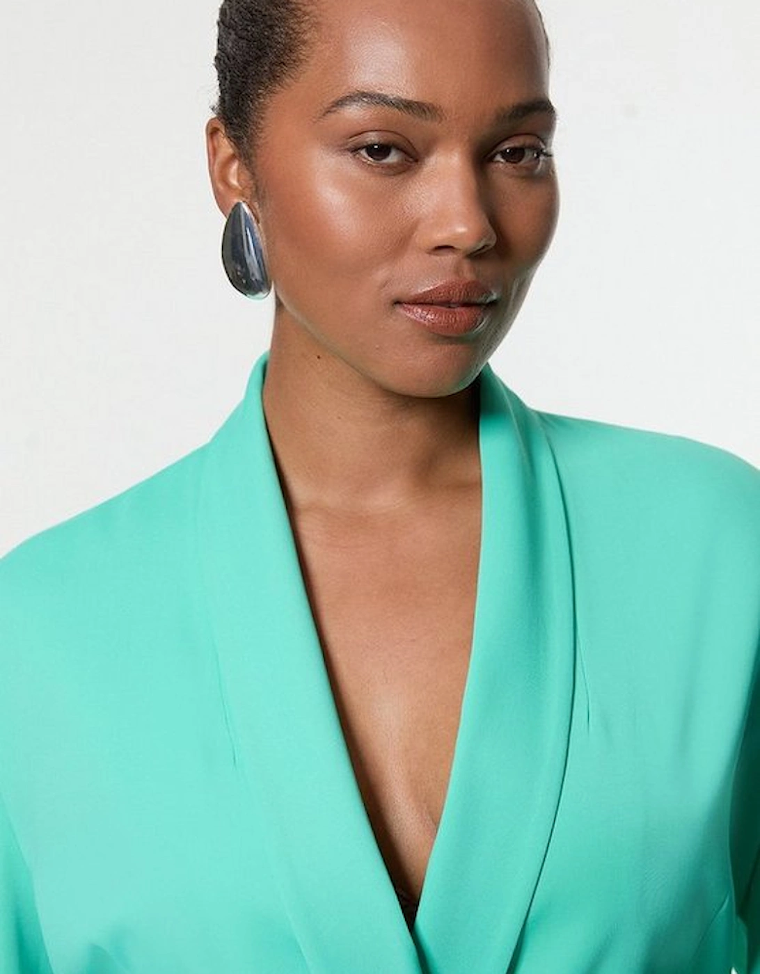 Plus Size Polished Tailored Double Breasted Sinch Detail Blazer Mini Dress