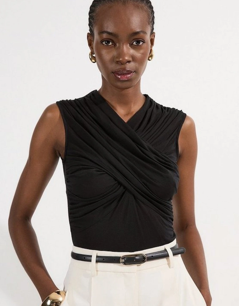 Premium Tencel Jersey Wrap Detail Top
