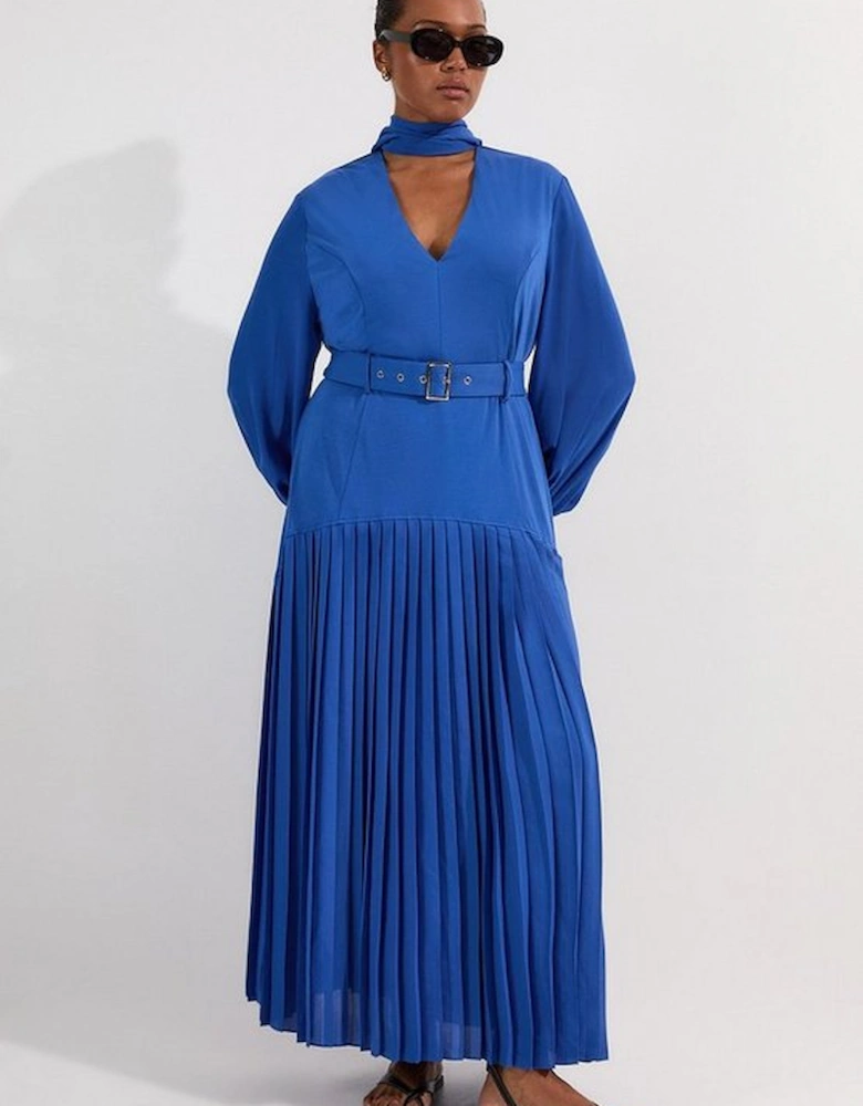Plus Size Jersey Ponte Georgette Mix Midi Dress