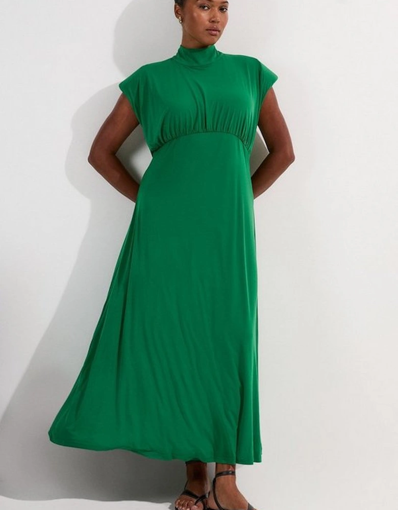 Plus Size Drapey Crepe Jersey Corset Detail Maxi Dress